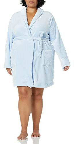 Amazon Essentials Vestaglia in Pile Ai Media Lunghezza (Taglie Forti Disponibili) Donna, Blu Chiaro, XXL