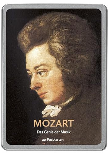 Mozart: Das Genie der Musik, 20 Postkarten gedruckt auf Apfelpapier in einer hochwertigen Dose.