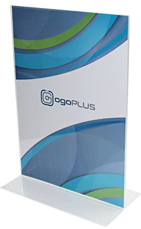 ogoPLUS T-Ständer Din A4 Hochformat / Acryl Tischaufsteller, Flyer Ständer, Menükartenhalter, Infoschild, Werbeträger, Acrylglas Preisschild, Aufsteller Werbung