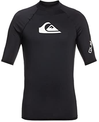 Quiksilver Men's Maillot À Manches Courtes Protection Solaire Camiseta Manga Corta Con Protección Solar Da All Time Rashguard UPF Chemise de Surf 50 Sonnenschutz Rash Guard Shirt, Black, 3XL