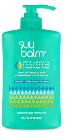 Anti Itch Body Wash, Eczema Bodywash for adults, Psoriasis Body Wash, Moisturising Cleanser for Dry Itchy Skin Relief, Derm-Formulated with Menthol & Shea Butter, Sulfate & Fragrance Free, 840ml