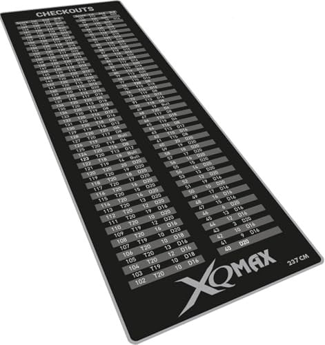 Professioneller Dartteppich - 237x80cm - Dart Zubehör für zu Hause, Büro, Kneipe, Partys - Dartmatte mit Turniermaßen Score Indikator und Oche - Darts Carpet zum Schutz des Bodens - Checkout Grau