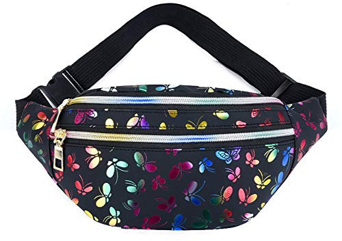 Estwell Gürteltasche Damen Bauchtasche Mode Hüfttasche Wasserdicht PU Leder Handytasche Verstellbarer Sports Tasche Blume Tailletasche für Joggen Festival Laufen Radfahren Reisen