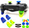 L2 R2 Triggers Ps4 (2 Pairs Trigger Extender, 6Pcs Thumbstick Grips, 2 Pairs LED Light Bar Decal) for Ps4 Dualshock Controller (Green&Blue)