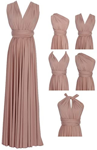 Edaydress Maxikleid, umwandelbar, für Party, Hochzeit, Brautjungfer, lange Kleider - Pink - 30/56/(XS/3XL)
