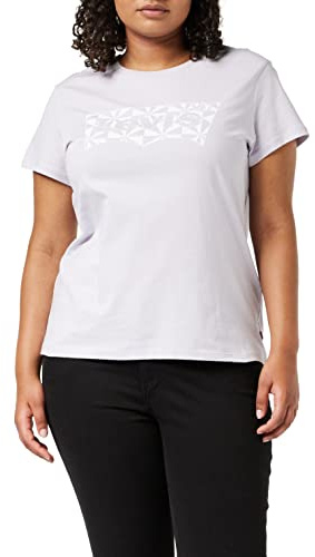 Levi's Women's The Perfect Tee- Pattern Batwing Logo T-Shirt, Geo Bw Fill Misty Lilac, XS