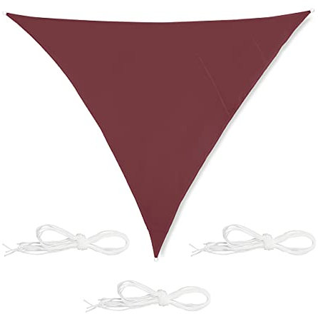 relaxdays Voile d’ombrage Triangle, imperméable, Anti-UV, tendeurs, terrasse, Balcon, 4 x 4 x 4 m, Brun Rouge
