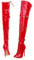 GAOword Stivali da Donna 15CM Stivali con Tacco Alto in Pelle Verniciata con Lacci da 8 Pollici Stivali sopra Il Ginocchio Scarpe da Ballo Sexy per Discoteca,Rosso,38 EU