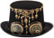 Voodoo Steampunk Totenkopf Zylinder Hut Mit Brille Gotisch Schädel Kopfbedeckung Halloween Kostüm Karneval Mottoparty (61cm/24.02 inches, Schwarz)