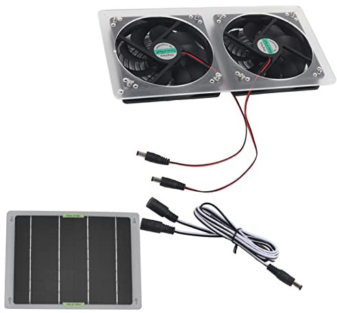 Kit de ventilateur de panneau solaire,100 W 12 V étanche portable double ventilateur d'échappement ensemble de panneaux solaires ventilateur de ventilation solaire pour poulailler serre abri maisons,