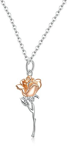 MAYIYAHO Sterling Silber 925 Anmutige Rose Anhänger Halskette für Frauen Kette Halsketten Platin Schmuck