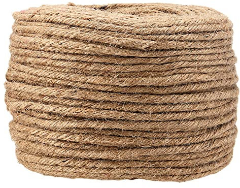 SINJEUN 6mm dick Jute Seil, 196 Meter natürliche mehrere Stränge verdreht Manila Seil, Jute Schnur Hanf Seil Sisal Seil für Handwerk, Gartenarbeit, DIY Kratzbaum Seil, Home Decor