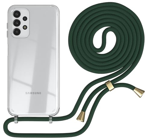EAZY CASE Handykette kompatibel mit Galaxy A13 4G Handyhülle mit Umhängeband, Handykordel mit Schutzhülle, Silikonhülle, Hülle mit Band, Stylische Kette für Smartphones, Grün