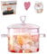 1.5L Pink Glass Potpourri Pot, 1500ml (51oz), Glass Cooking Pot, Heart-shaped Lid, Easy to Clean, Heat Resistant, Safe for Oven, Gas, Electric Stoves, and Dishwashers. for Potpourri, Pasta, and Soups.