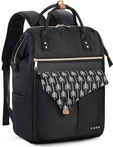 Lekesky Groß Rucksack Damen Laptop Rucksack 17.3 Zoll Schulrucksack Arbeitsrucksack Daypack wasserdichte für Uni/Reisen/Business/Arbeit, Schwarz
