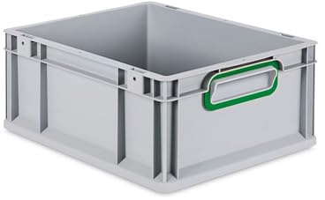 PROREGAL Eurobox NextGen Color | HxBxT 17x30x40cm | 16 Liter | Griffe grün geschlossen | Glatter Boden | Eurobehälter, Transportbox, Transportbehälter, Stapelbehälter