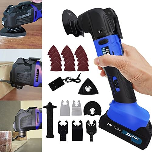 Brushless Cordless Oscillating Multi Tool Kit for Cutting/Sawing/Polishing/Grinding, 4X Saw Blades, 2X Scrapers, 1xSanding Pad, 15x Sanding Sheets, Battery and Charger Included