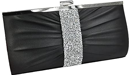 Steuer Modeschmuck Damen Abendtasche Metall 23,0cm Glasstein schwarz 445000020
