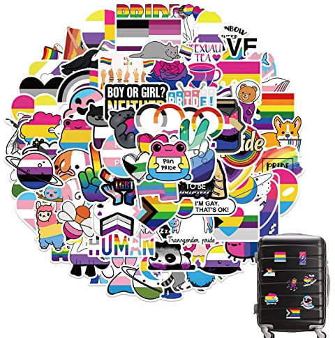 Fukamou Gay Pride Sticker, 100 Stück Wasserdicht Vinyl Stickers, Regenbogen Streifen Aufkleber Für Auto Motorräder Fahrrad Snowboard Gepäck Laptop.