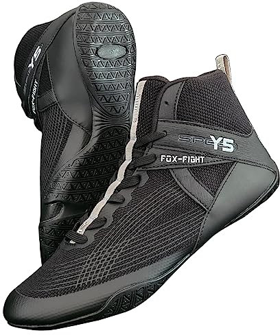 FOX-FIGHT Y5 Kampfsport Schuhe Ringer Schuhe athletik Fitnesschuhe Bodybuilding Kraftsport Box Hog 40 schwarz/grau