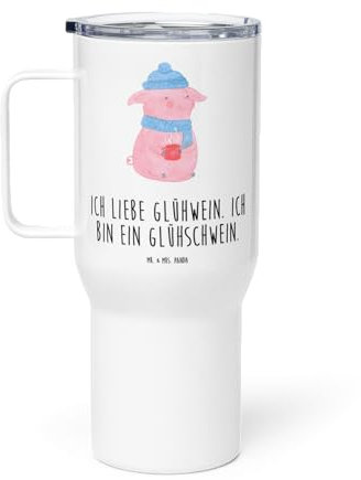 Mr. & Mrs. Panda XXL Thermobecher Schwein Glühwein - Geschenk, Weihnachtsmarkt, Autobecher, Weihnachtsdeko, Weihnachten, Nikolaus, Advent,