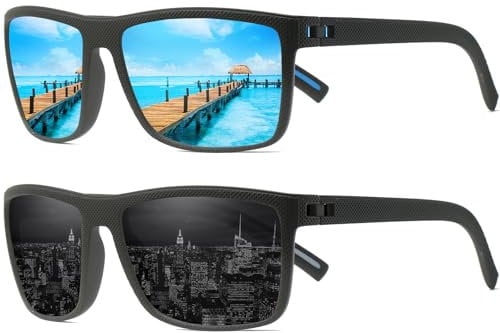 Perfectmiaoxuan Sunglasses Mens Womens Polarised Lens UV400 Protection Lightweight Square Frame Vintage Style Sun glasses For Fishing Driving Hiking