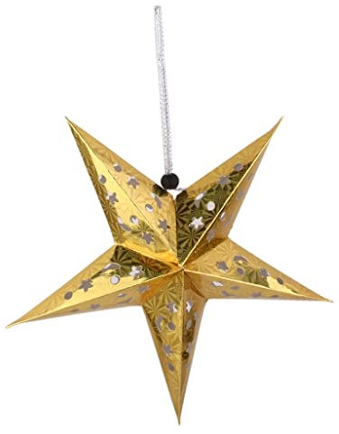 Tiuimk Weihnachtsbaum-Sternspitze, schimmernd, goldfarben, 90 cm, Laserpapier