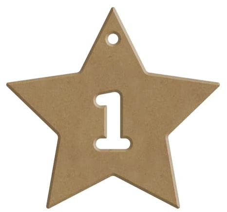 24 Sterne Adventskalender – 6 mm PEFC-zertifiziert, 100% – Weihnachtsdekoration aus Holz