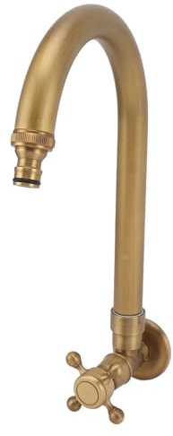 AMONIDA Robinet d'extérieur, Robinet d'eau Froide Simple en Cuivre Antique, Rotation à 360 Degrés pour Terrasse (Bouche Fine)