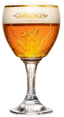 Grimbergen Bierglas auf Fuß 33cl - Bierglas 0,33 l - konvexe Form - 330 ml