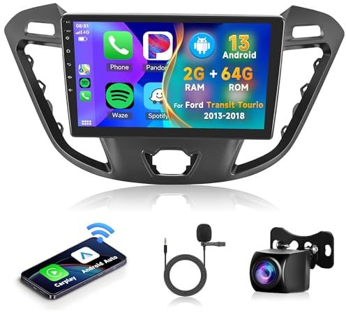 2G 64G 8 Core Android Car Stereo for Ford Transit Custom Ford Tourneo 2013-2021 with Wireless Carplay Android Auto, Rimoody 9 Inch Car Radio with GPS Bluetooth FM RDS DSP WiFi Backup Camera