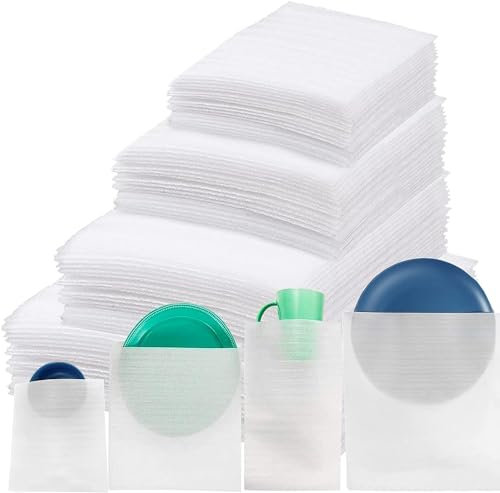 80 Pack Foam Wrap Pouches, 4 Sizes Foam Wrap Sheets Cushioning for Packing Moving Shipping and Storage Supplies for Protection for Dishes Plates Glasses