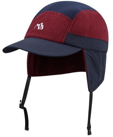 CLAPE 5 Panel Winter Cap Herren Wool Baseball Cap with Ear Flaps Verstellbar Warme Fliegermütze Outdoor Fitted Kappe Fullcap