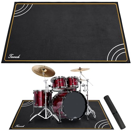 Invech 4 x 6 Ft Drum Rug with Non-Slip Grip Bottom, Soundproof Drum Floor Mat, Accessories Gift for Drummers (Black)
