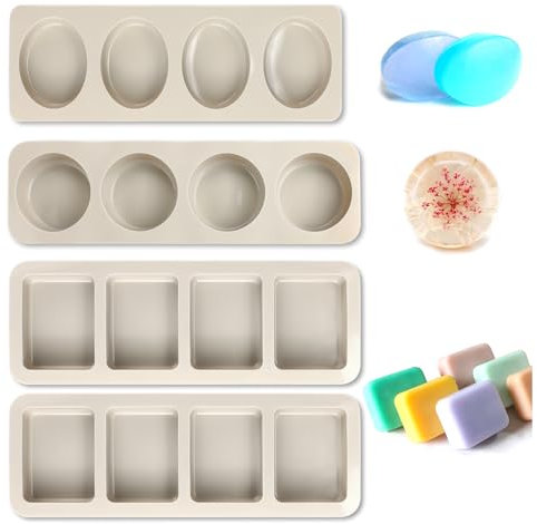 4 Pcs Silicone Soap Molds, 4-Cavity Soap Moulds Handmade Soap Making Molds Silicone Soap Moulds DIY Handmade Silicone Moulds for Soap Making for Chocolate Baking Jelly