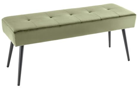 Riess Ambiente Design Sitzbank Boutique 100cm grün Samt Schwarze Metallbeine, Polsterbank in modernen Stil, Flurmöbel, Esszimmerbank