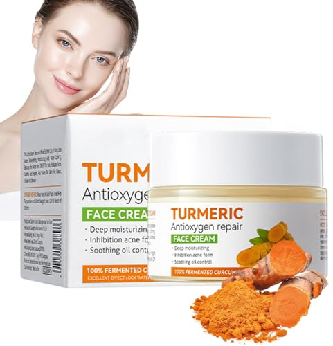 Turmeric Face Cream, Aanti Aging Cream For Radiant and Glowing Skin, Reduce Dark Spots & Hyperpigmentation, Refining Pores, Anti Ageing Moisturiser Cream for Women & Men - Brightening (Turmeric)