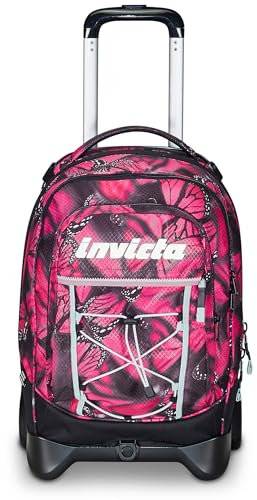 Invicta Trolley Scuola Plug Fantasy, Viola, Multi Uso, Zaino Doppio Scomparto Con Carrello Sganciabile, Tasca PC, Tasca Borraccia e Tasca Con Organizer, Trolley Medie Superiori Viaggio, Ragazza