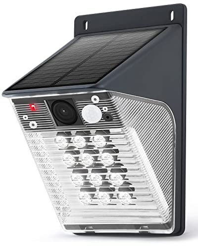 ENSTER Caméra De Sécurité Solaire sans Fil en Plein Air, Caméra de Projecteurs 1080p en Plein Air pour La Sécurité de La Maison, WiFi 2,4ghz, Détection De Mouvement, Audio 2 Voies, Étanche Ip66