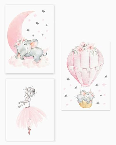 SCJJZ Stickers muraux,Peintures murales en Tissu pour Chambre de Fille, 3 pièces, peintures décoratives sur Toile pour Chambre d'enfants et de bébés, Affiches de décoration personnalisées