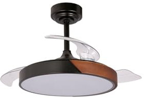 Ventilador de techo taoro negro madera motor DC aspas retractiles 2 tamaños| Lampara ventilador de techo con luz regulable