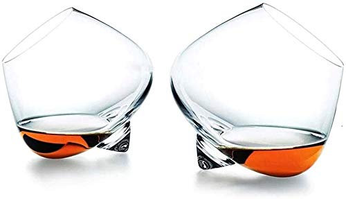 QTANZIQI Set di decanter per whisky da uomo incisi 2 pezzi bicchieri da whisky a bilanciere regalo bicchieri da whisky bicchieri da whisky a dondolo bicchieri da whisky rotanti trasparenti con taglio
