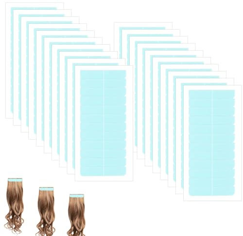 240pcs/20 Sheets Hair Extension Tapes, Double Sided Hair Extension Tape Tabs Adhesive Replacement Hair Glue Strips Hair Tape Tabs Extra Strong for Wigs Supplies Hair Extensions Beauty Tools (Green)