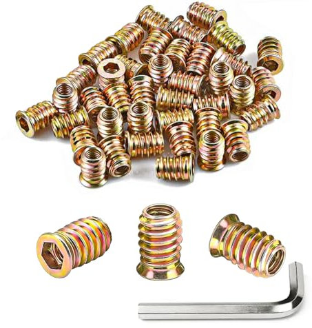 40 Stück Einschraubmutter M8x15 mm, M8 Gewindeeinsatz Holz, Gewindeeinsätze Einpressmuttern, Gewindehülsen Einschraubhülse, Zink Einschraubmuffen für Holzmöbel, mit Schlussel