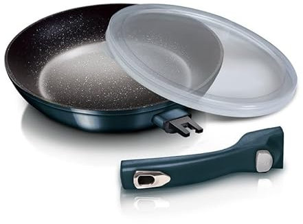 BERLINGER HAUS Pfanne mit abnehmbarem Griff 24 cm Metallic Line Aquamarine Edition | Modern und Praktisch
