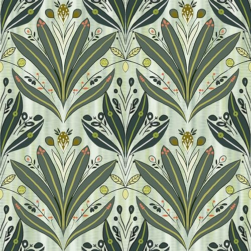 Green Leaf Wallpaper Modern Peel and Stick Wallpaper 17.3x393 Botanical Contact Paper for Cabinets Waterproof Self Adhesive Wallpaper Removable Wallpaper Decorative Neutral Wallpaper for Bathroom