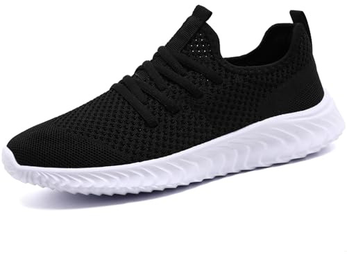 QIJGS Sportschuhe Herren Sneaker Running Laufschuhe Schuhe Turnschuhe Wanderschuhe Straßenlaufschuhe Tennisschuhe Leicht Fitnessschuhe Jogging Walking Slip on Schwarz 43