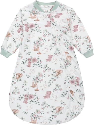 Baby Sleep Sack 1.0 TOG Long Sleeve Toddlers Sleeping Bag 100% Cotton Infant Toddler Wearable Blanket for Girl Boys 0-6 Months - Rabbit & Deer