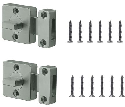 MANICAF 2 Stück Türriegel Diebstahlsicherung, Türriegel Innen mit Schrauben, Drehriegel, Drehriegel Riegelschloss, Türschloss für Badezimmer, Schlafzimmer, Toilette, Schranktür, Grau
