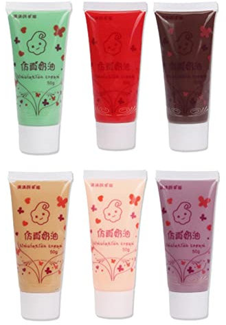 FewNvWa 6 Pcs Whipped Cream Glue Kit for Crafting Phone Cases 50ml Soft Clay for Hair Bows and Decorations, Style B, 10.4cmx4.5cm